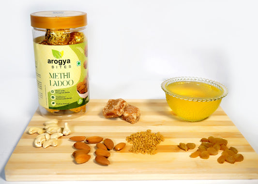 Arogya Bites Methi Laddu | Fenugreek Sweet Balls | Healthy Ladoo | Made with Pure Ghee | Traditional Indian Sweet