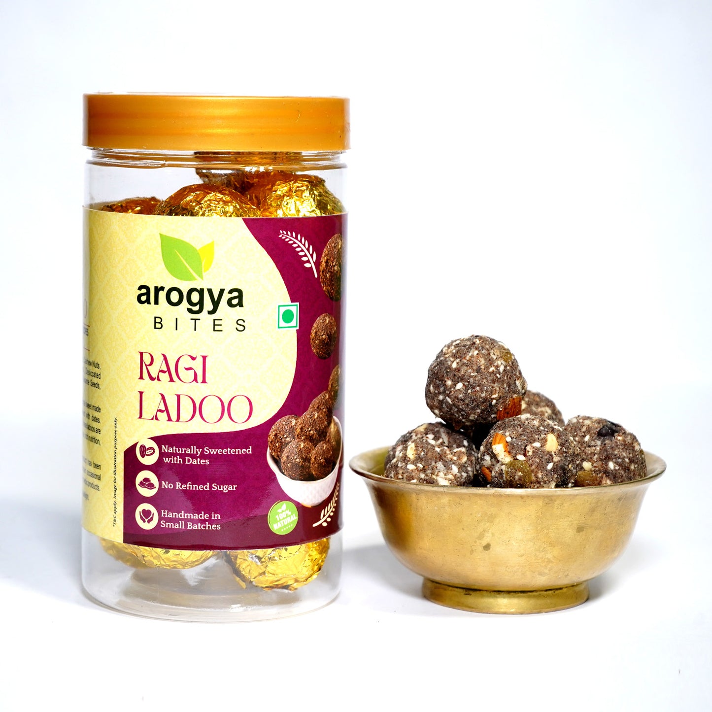 Arogya Bites Ragi Ladoo | Date Sweetened Dry Fruit & Seed Laddu | Desi Ghee | No Preservatives | Traditional Healthy Snack