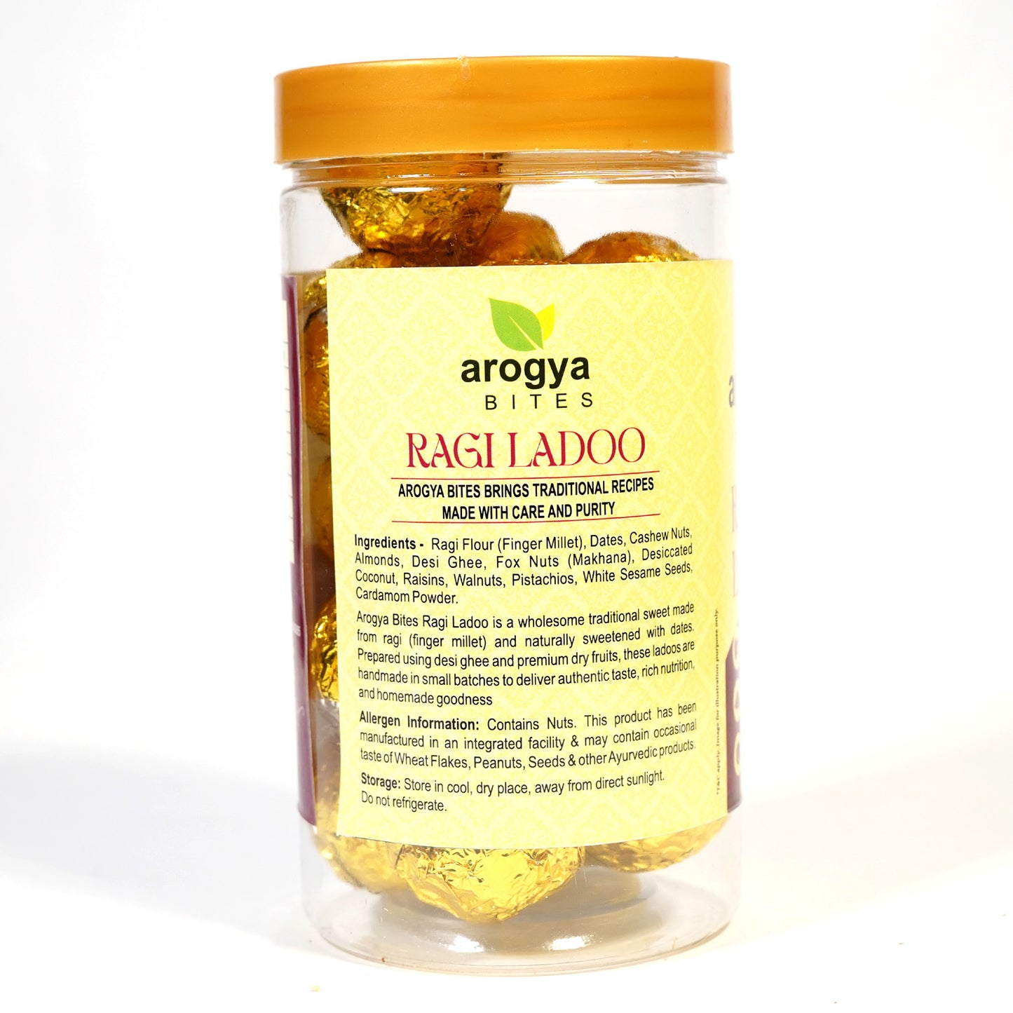 Arogya Bites Ragi Ladoo | Date Sweetened Dry Fruit & Seed Laddu | Desi Ghee | No Preservatives | Traditional Healthy Snack