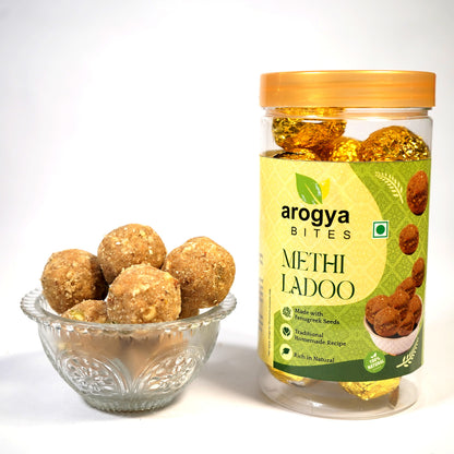 Arogya Bites Methi Laddu | Fenugreek Sweet Balls |  Healthy Ladoo | Made with Pure Ghee | Traditional Indian Sweet