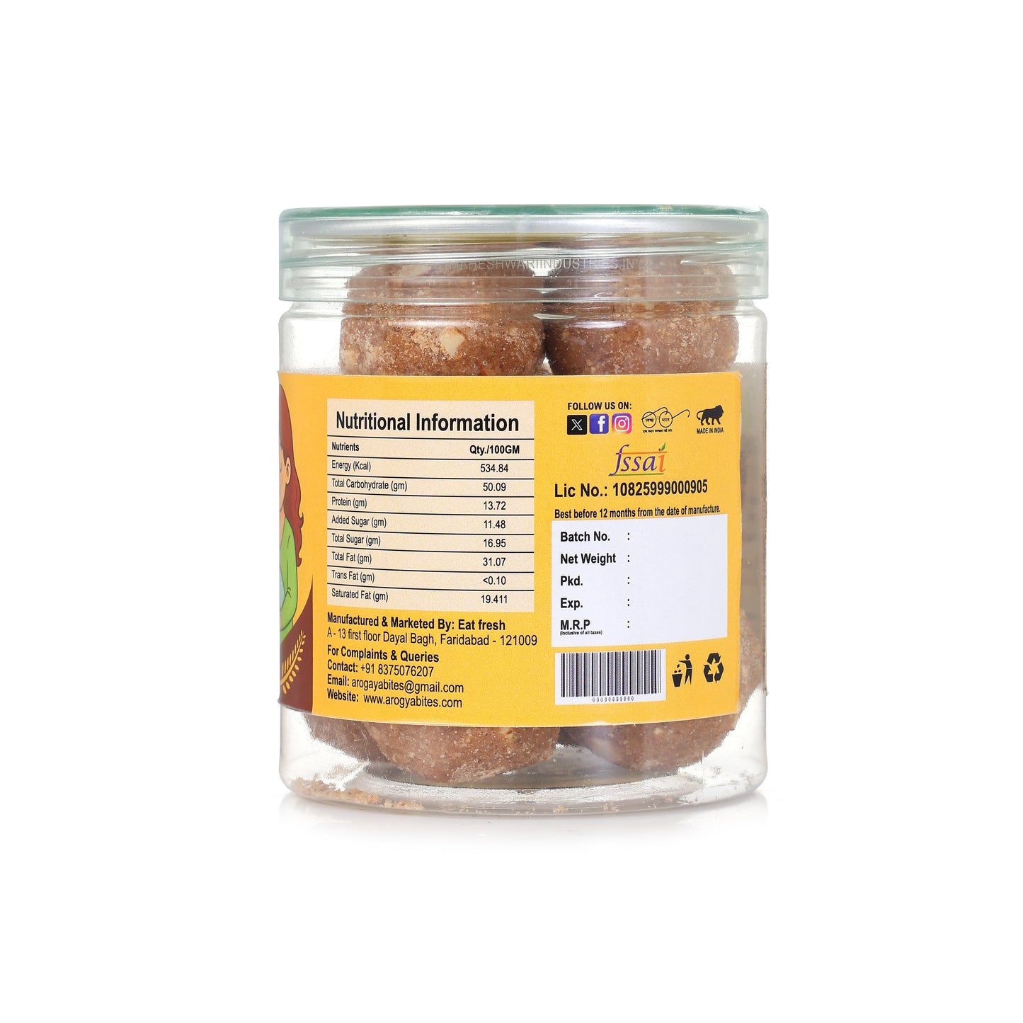 Arogya Bites Gond Laddu | Dink Ladoo for Post Pregnancy Care | Jaggery Sweetened | Dry Fruit & Desi Ghee | No Preservatives