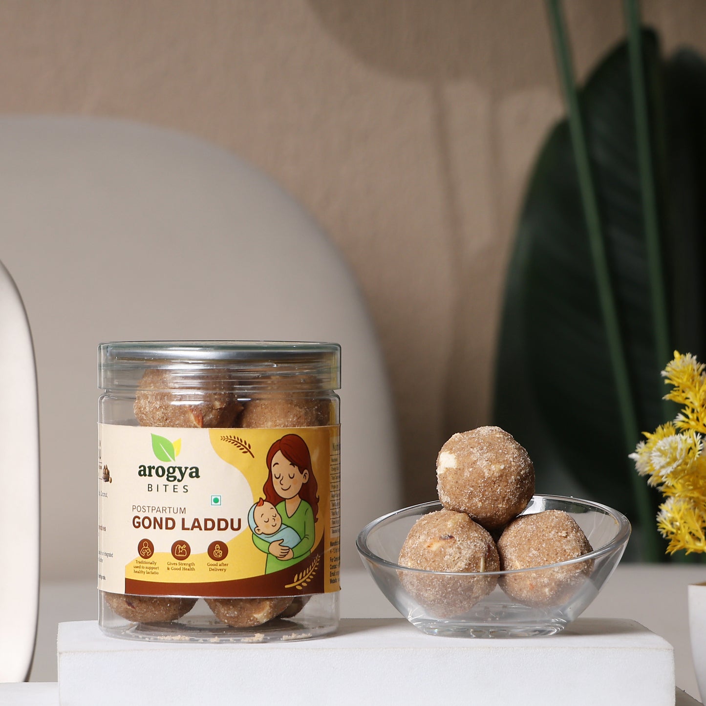 Arogya Bites Gond Laddu | Dink Ladoo for Post Pregnancy Care | Jaggery Sweetened | Dry Fruit & Desi Ghee | No Preservatives