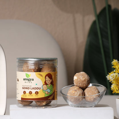 Arogya Bites Gond Laddu | Dink Ladoo for Post Pregnancy Care | Jaggery Sweetened | Dry Fruit & Desi Ghee | No Preservatives