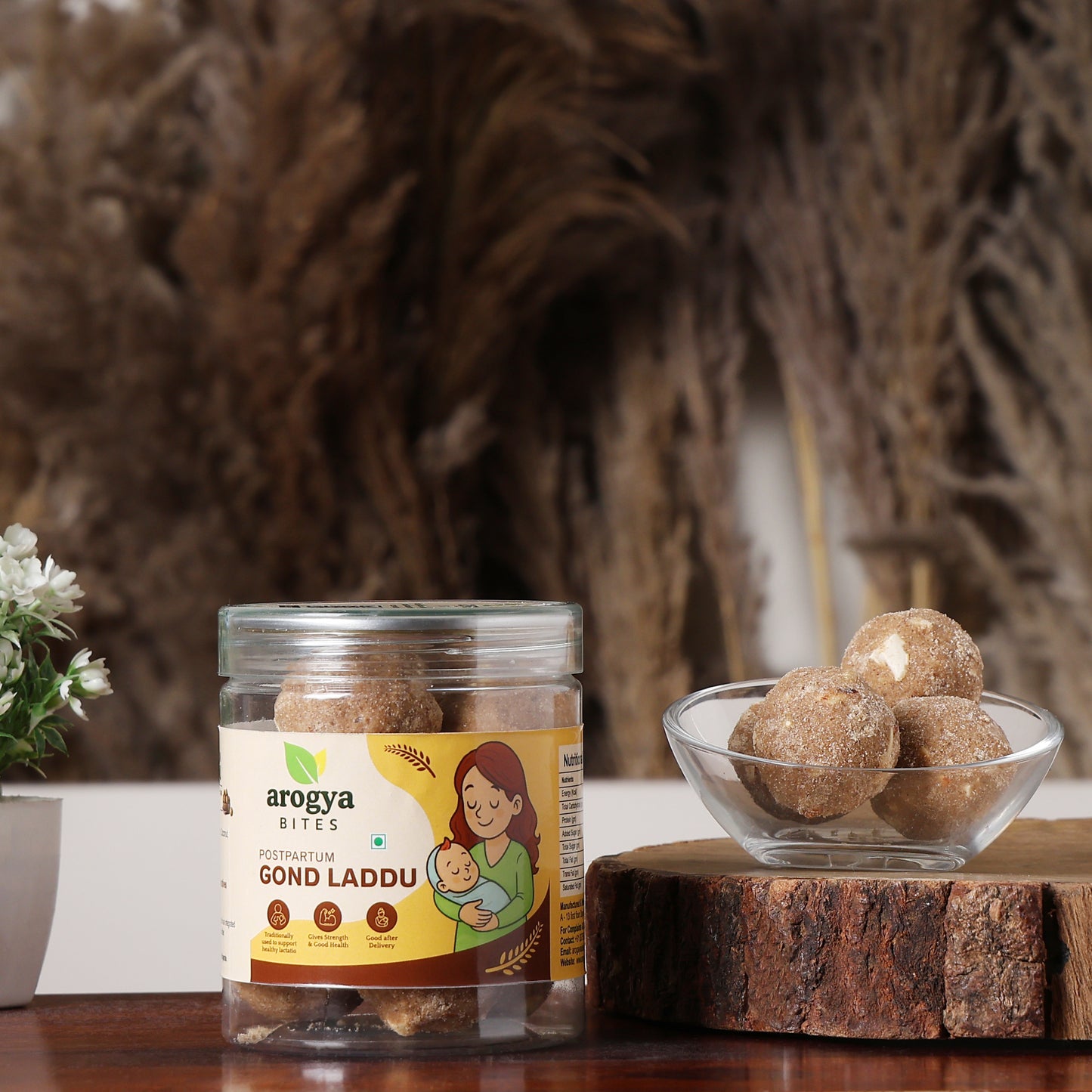 Arogya Bites Gond Laddu | Dink Ladoo for Post Pregnancy Care | Jaggery Sweetened | Dry Fruit & Desi Ghee | No Preservatives