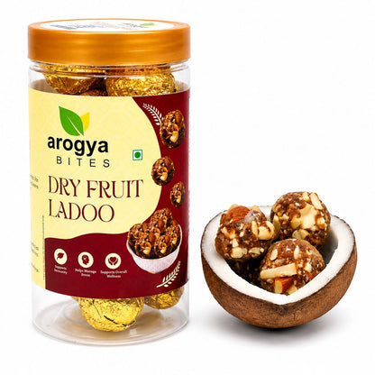 Arogya Bites Dry Fruit Ladoo | Sweetened with Dates | Premium Nuts & Seeds Laddu | Made with Desi Ghee | No Refined Sugar | Healthy Energy Sweet