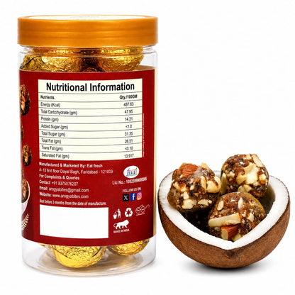 Arogya Bites Dry Fruit Ladoo | Sweetened with Dates | Premium Nuts & Seeds Laddu | Made with Desi Ghee | No Refined Sugar | Healthy Energy Sweet