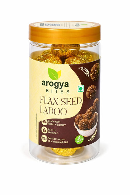 Arogya Bites Flax Seed Ladoo | Jaggery Sweetened Dry Fruit Laddu | Made with Desi Ghee | Healthy Energy Sweet | No Refined Sugar