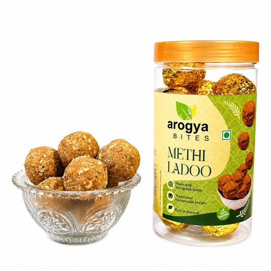 Arogya Bites Methi Laddu | Fenugreek Sweet Balls |  Healthy Ladoo | Made with Pure Ghee | Traditional Indian Sweet