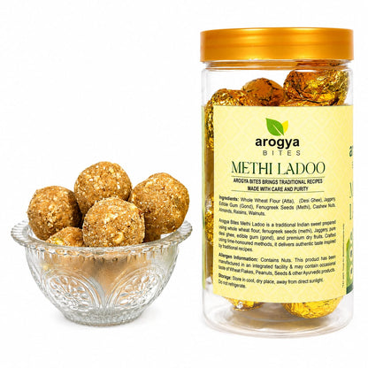 Arogya Bites Methi Laddu | Fenugreek Sweet Balls |  Healthy Ladoo | Made with Pure Ghee | Traditional Indian Sweet