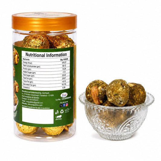Arogya Bites Moringa Ladoo | Healthy Laddu with Dry Fruits | Date Sweetened | Made with Pure Desi Ghee | Natural Superfood Sweet