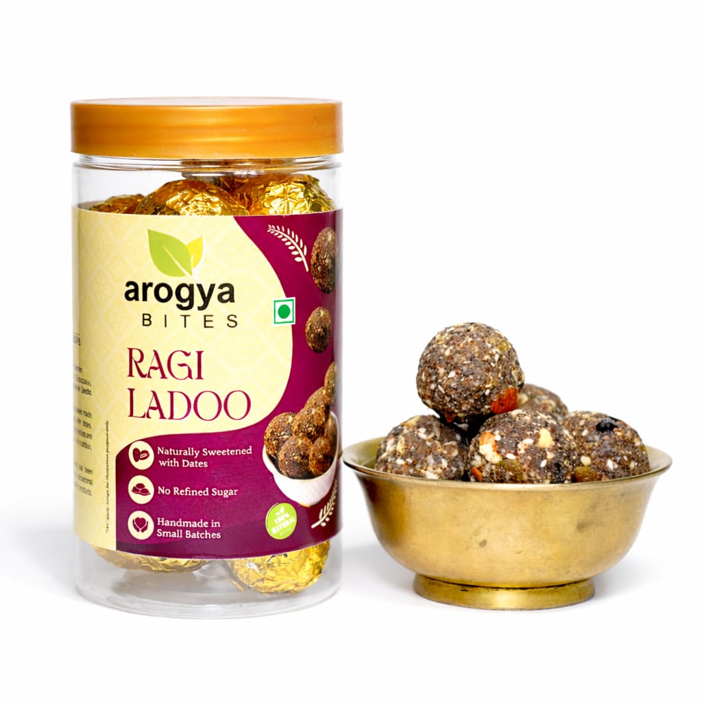 Arogya Bites Ragi Ladoo | Date Sweetened Dry Fruit & Seed Laddu | Desi Ghee | No Preservatives | Traditional Healthy Snack