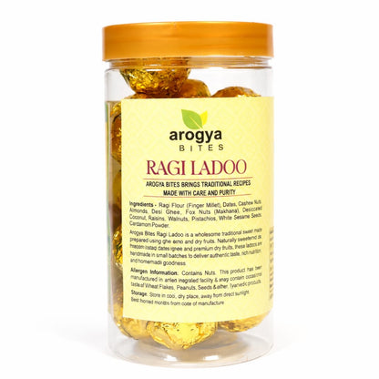Arogya Bites Ragi Ladoo | Date Sweetened Dry Fruit & Seed Laddu | Desi Ghee | No Preservatives | Traditional Healthy Snack